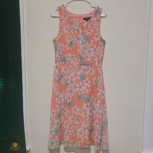 Floral Sleeveless Dress - Peach and Blue